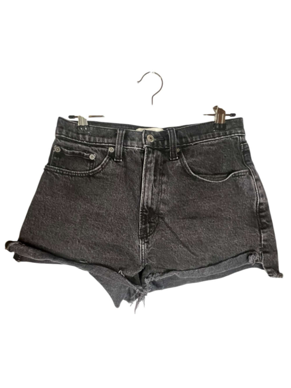 Abercrombie & Fitch Charcoal Wash Black Curve Love High Rise Mom Shorts Cut Off